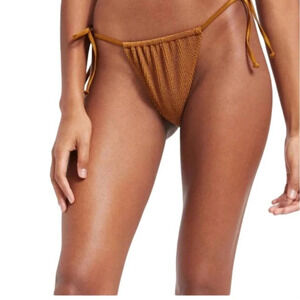 NEW Good American Women Plus Size 3X Always Fits Tiny Ties Brown Bikini Bottom